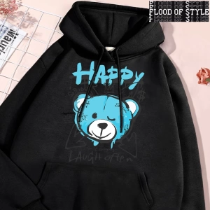 Hip Hop Harajuku Vintage Tarzı  Eğlenceli mavi mutlu ayı giyim Gri