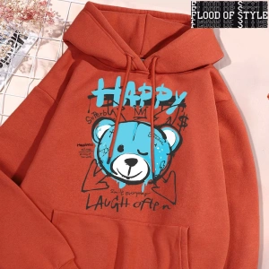 Hip Hop Harajuku Vintage Tarzı  Eğlenceli mavi mutlu ayı giyim Gri