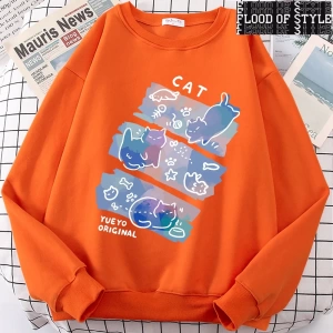 Hip Hop Harajuku Vintage Tarzı  Eğlenceli Mischievous kedi Gri