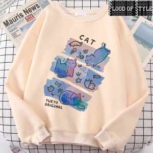 Hip Hop Harajuku Vintage Tarzı  Eğlenceli Yaramaz Kedi Sevimli Gri