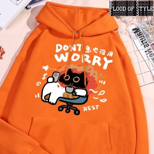 Hip Hop Harajuku Vintage Tarzı  Endişelenmeyin eğlenceli kedi  Gri