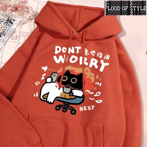Hip Hop Harajuku Vintage Tarzı  Endişelenmeyin eğlenceli kedi  Gri