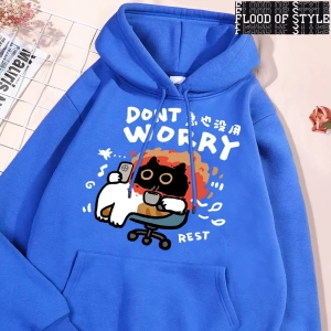 Hip Hop Harajuku Vintage Tarzı  Endişelenmeyin eğlenceli kedi  Gri