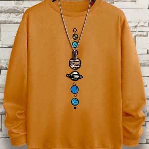 Hip Hop Harajuku Vintage Tarzı  Güneş sistemi  Gri
