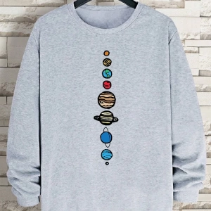 Hip Hop Harajuku Vintage Tarzı  Güneş sistemi  Gri