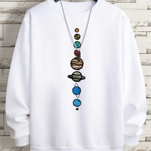 Hip Hop Harajuku Vintage Tarzı  Güneş sistemi  Gri