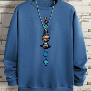 Hip Hop Harajuku Vintage Tarzı  Güneş sistemi  Gri