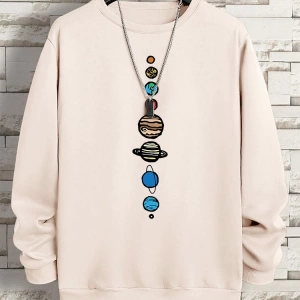 Hip Hop Harajuku Vintage Tarzı  Güneş sistemi  Gri