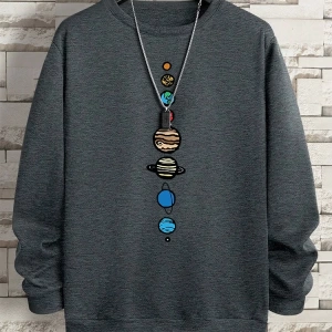 Hip Hop Harajuku Vintage Tarzı  Güneş sistemi  Gri
