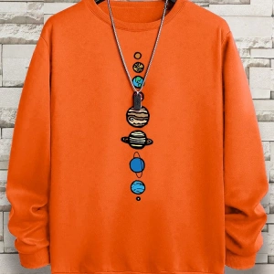 Hip Hop Harajuku Vintage Tarzı  Güneş sistemi  Gri