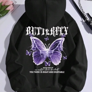 Hip Hop Harajuku Vintage Tarzı  Güzel mor kelebek  Bej