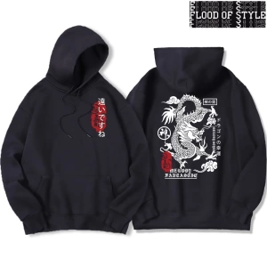 Hip Hop Harajuku Vintage Tarzı  Harajuku Ejderha Komik Desen Gri