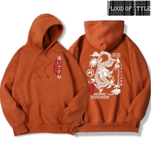 Hip Hop Harajuku Vintage Tarzı  Harajuku Ejderha Komik Desen Gri