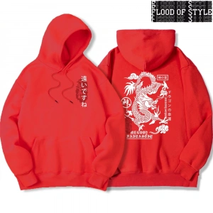 Hip Hop Harajuku Vintage Tarzı  Harajuku Ejderha Komik Desen Gri