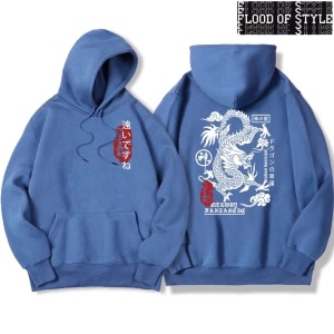 Hip Hop Harajuku Vintage Tarzı  Harajuku Ejderha Komik Desen Gri