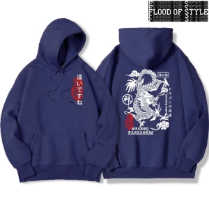 Hip Hop Harajuku Vintage Tarzı  Harajuku Ejderha Komik Desen Gri