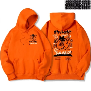Hip Hop Harajuku Vintage Tarzı  Harajuku Kawaii Kedi Çift  Gri