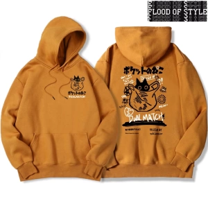 Hip Hop Harajuku Vintage Tarzı  Harajuku Kawaii Kedi Çift  Gri