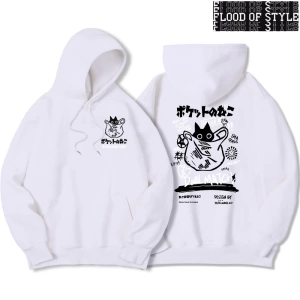 Hip Hop Harajuku Vintage Tarzı  Harajuku Kawaii Kedi Çift  Gri
