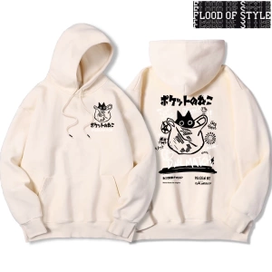 Hip Hop Harajuku Vintage Tarzı  Harajuku Kawaii Kedi Çift  Gri
