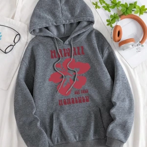Hip Hop Harajuku Vintage Tarzı  Hawaii Est 1959 Honolulu  Gri