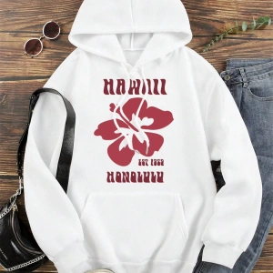 Hip Hop Harajuku Vintage Tarzı  Hawaii Est 1959 Honolulu  Gri