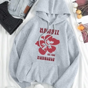 Hip Hop Harajuku Vintage Tarzı  Hawaii Est 1959 Honolulu  Gri