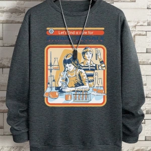 Hip Hop Harajuku Vintage Tarzı  Haydi Aptal İnsanlar İçin Bir Tedavi Bulalım Gri