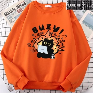 Hip Hop Harajuku Vintage Tarzı  Istikrarlı Devlet Eğlenceli Kedi Sevimli Gri