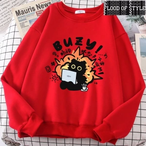Hip Hop Harajuku Vintage Tarzı  Istikrarlı Devlet Eğlenceli Kedi Sevimli Gri