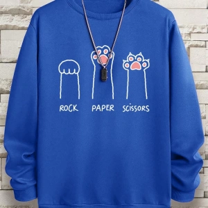 Hip Hop Harajuku Vintage Tarzı  Kaya kağıt makas CatS Paw  Gri