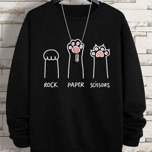 Hip Hop Harajuku Vintage Tarzı  Kaya kağıt makas CatS Paw  Gri