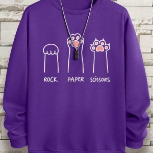 Hip Hop Harajuku Vintage Tarzı  Kaya kağıt makas CatS Paw  Gri