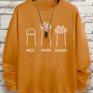 Hip Hop Harajuku Vintage Tarzı  Kaya kağıt makas CatS Paw  Gri
