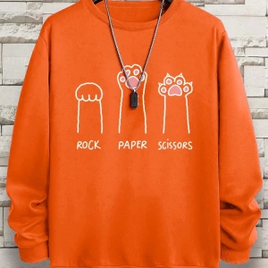 Hip Hop Harajuku Vintage Tarzı  Kaya kağıt makas CatS Paw  Gri