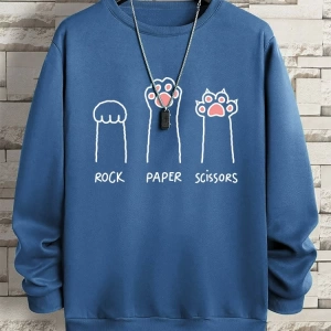 Hip Hop Harajuku Vintage Tarzı  Kaya kağıt makas CatS Paw  Gri