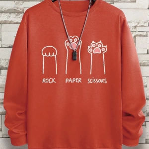 Hip Hop Harajuku Vintage Tarzı  Kaya kağıt makas CatS Paw  Gri