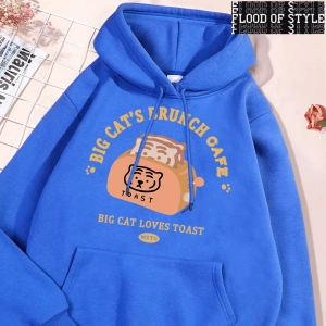 Hip Hop Harajuku Vintage Tarzı  Kedi ekmek makinesi komik  Gri