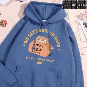 Hip Hop Harajuku Vintage Tarzı  Kedi ekmek makinesi komik  Gri
