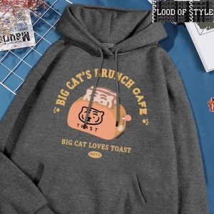 Hip Hop Harajuku Vintage Tarzı  Kedi ekmek makinesi komik  Gri