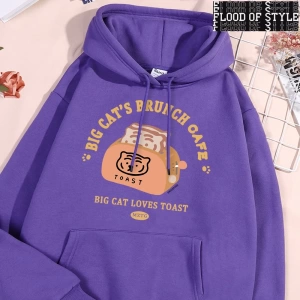 Hip Hop Harajuku Vintage Tarzı  Kedi ekmek makinesi komik  Gri