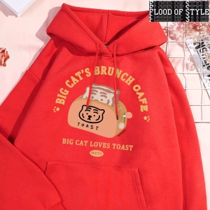 Hip Hop Harajuku Vintage Tarzı  Kedi ekmek makinesi komik  Gri