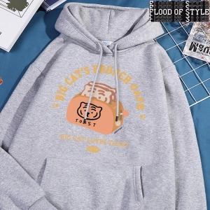 Hip Hop Harajuku Vintage Tarzı  Kedi ekmek makinesi komik  Gri