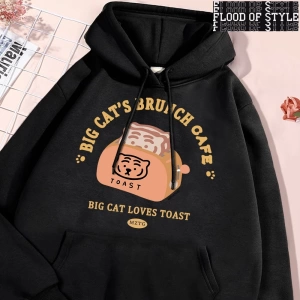 Hip Hop Harajuku Vintage Tarzı  Kedi ekmek makinesi komik  Gri