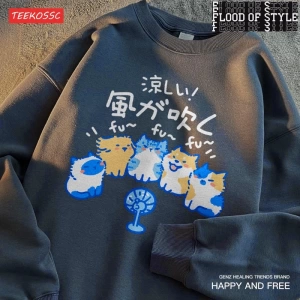 Hip Hop Harajuku Vintage Tarzı  Kediler köpekler  Bej