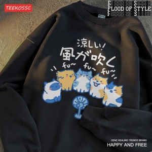 Hip Hop Harajuku Vintage Tarzı  Kediler köpekler  Bej