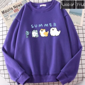 Hip Hop Harajuku Vintage Tarzı  Kediler ve köpekler sevimli Gri