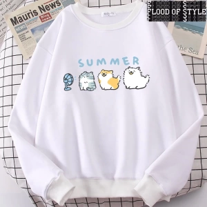 Hip Hop Harajuku Vintage Tarzı  Kediler ve köpekler sevimli Gri