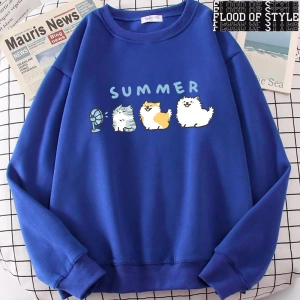 Hip Hop Harajuku Vintage Tarzı  Kediler ve köpekler sevimli Gri