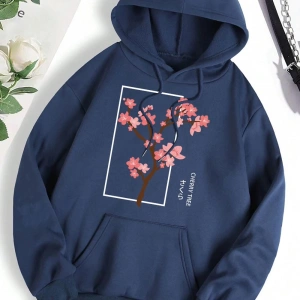 Hip Hop Harajuku Vintage Tarzı  Kiraz Ağacı Tam Çiçek Gri